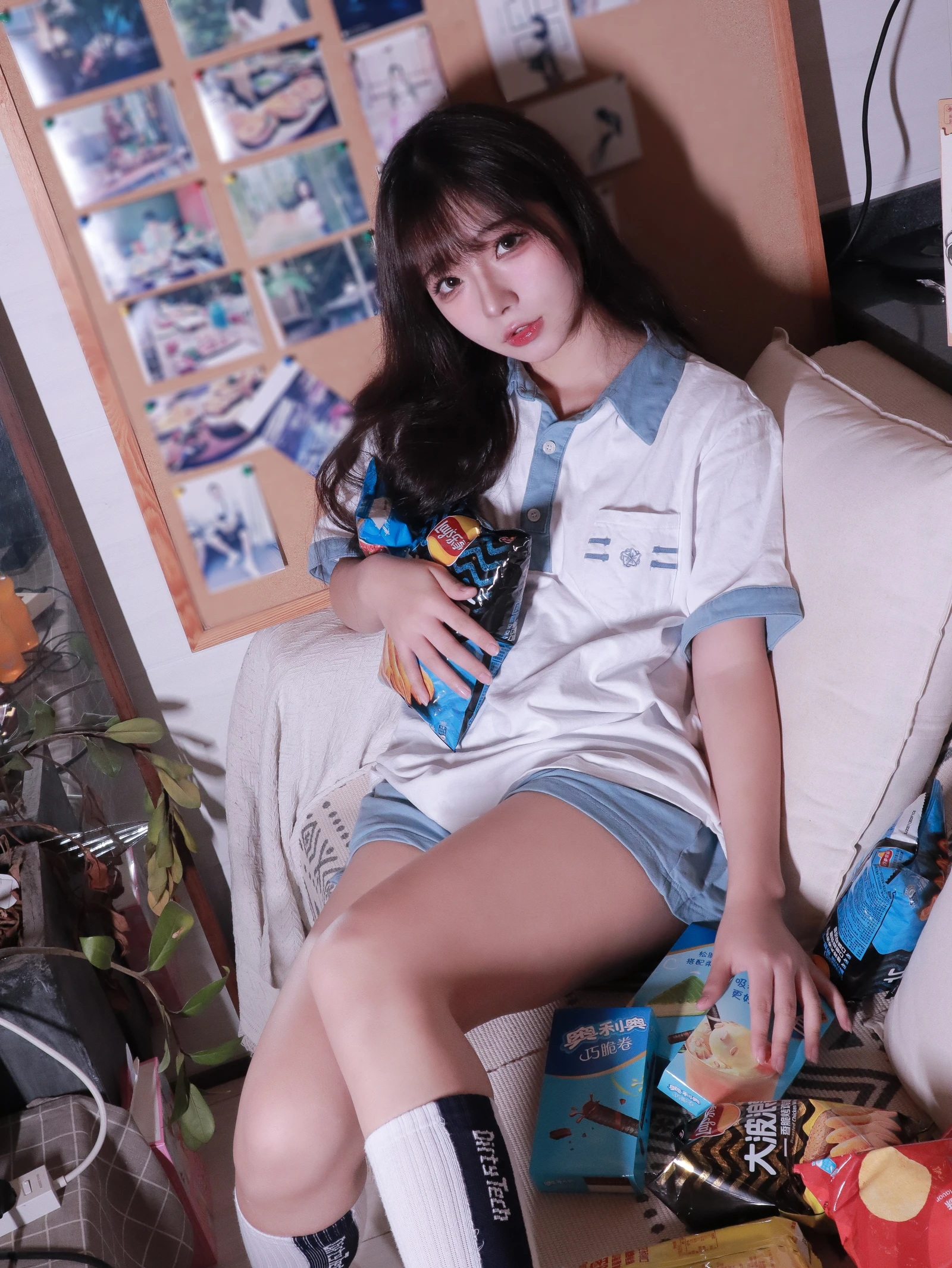 yuuhui玉汇 蓝白条少女 78P-COS世界